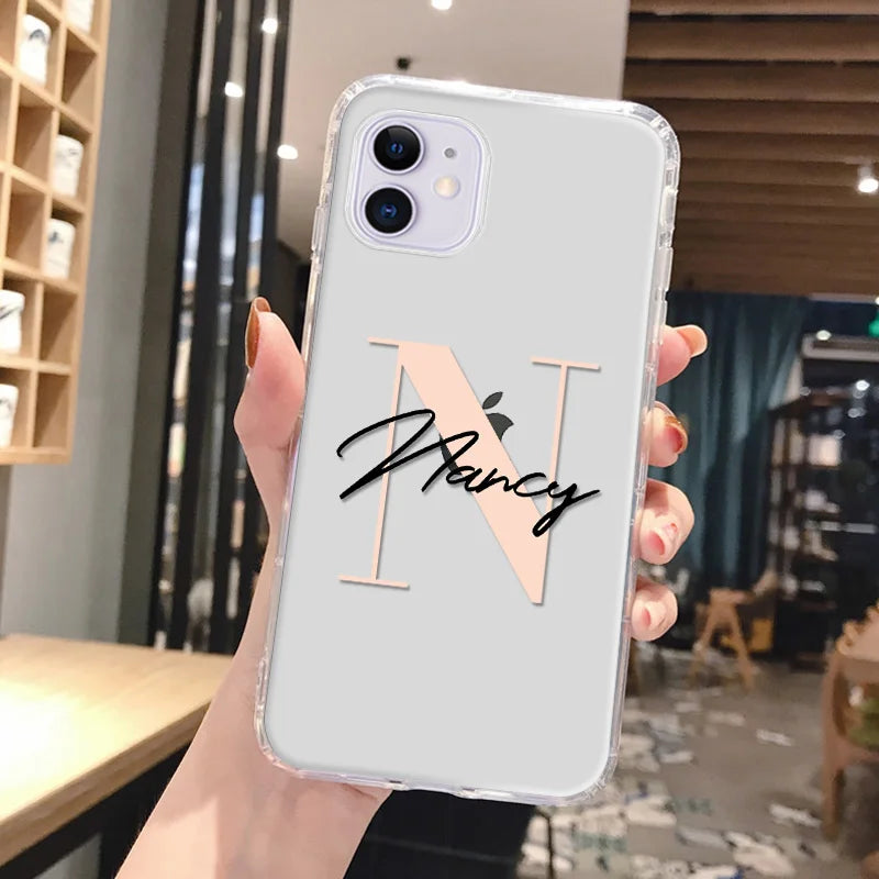 Personalized Custom Name Phone Case For iPhone 13 12 11 14 15 16 pro 16 14 15 Plus Xs MAX XR 12 13 Mini Clear Cover Capa Fundas - Caseverse