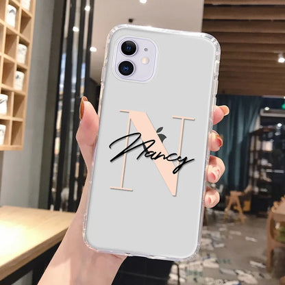 Personalized Custom Name Phone Case For iPhone 13 12 11 14 15 16 pro 16 14 15 Plus Xs MAX XR 12 13 Mini Clear Cover Capa Fundas - Caseverse