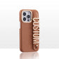 Leather Phone Case Custom Name Wristband Metal Gold Letters Personalized Cover for iPhone16 15 14 13 12 11ProMax 15 16plus