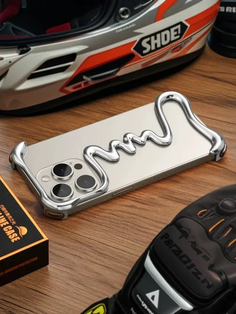 iPhone Phone Case Metal 3D Hollow Case For iPhone16 ProMax 14 15 Pro 16Plus  Aluminum Alloy Track Shell Air Bag Shockproof Cover