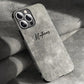 Personalized Luxury Leather Lambskin Case For iPhone 11 12 13 14 15 16 Pro Max Customized Name DIY Cover 11 12 13 14 15 Pro Max - Caseverse