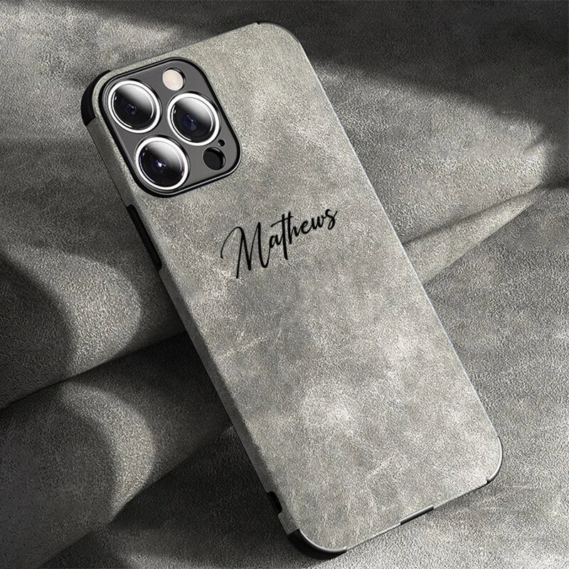 Personalized Luxury Leather Lambskin Case For iPhone 11 12 13 14 15 16 Pro Max Customized Name DIY Cover 11 12 13 14 15 Pro Max - Caseverse