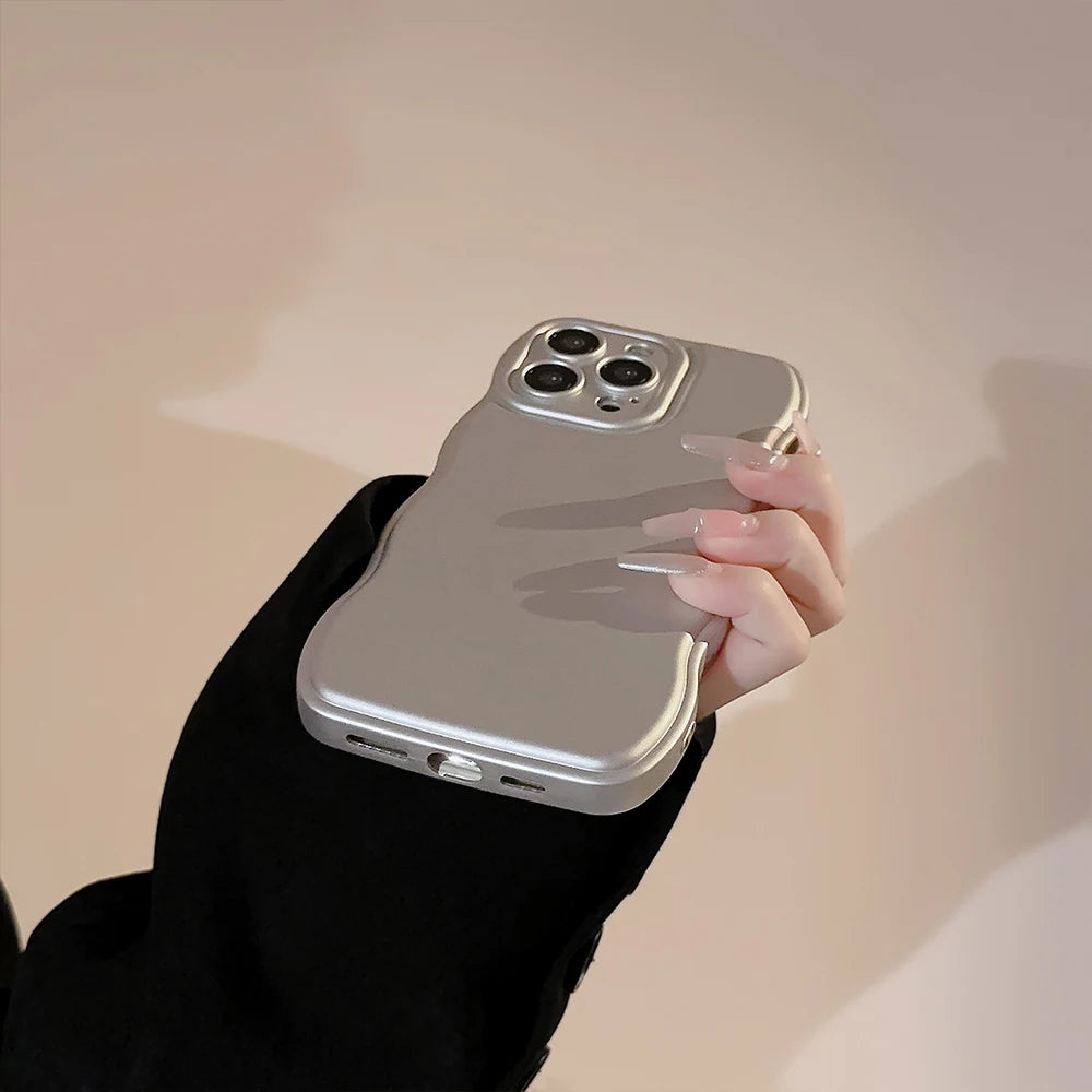 New Men Women Wave Phone Case For iPhone 12 13 14 15 16 Pro Max Shockproof Dissipate Heat Silicone Soft Cases Protective Shell - Caseverse