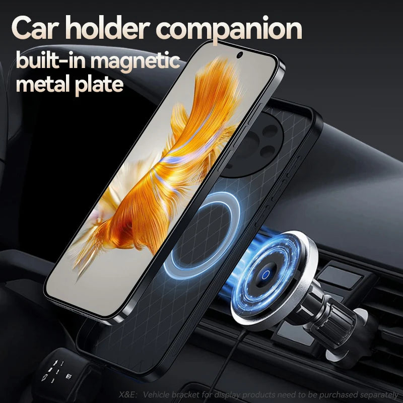 For Honor Magic4 Pro Build-in Magnet Metal Plate Car Holder Phone Case Honor Magic 4 Pro 4Pro Magic4 Silicone Leather Back Cover