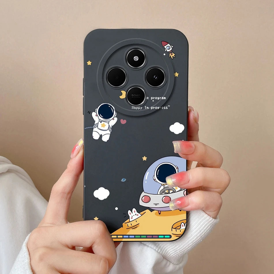 For Redmi 14C Phone Case Cartoon Astronaut Full Coverage Anti Drop Funda For Xiaomi Redmi 14 C Soft Liquid Silicone Bumper Capa