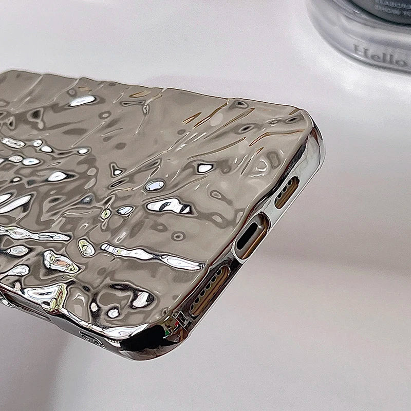 Stylish Metal Color Silver Meteorite Texture Case For iPhone 16 Pro Max 15 14 13 12 11 16 plus Soft TPU Anti-knock Cover