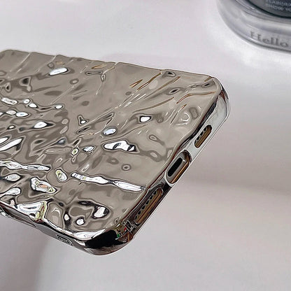 Stylish Metal Color Silver Meteorite Texture Case For iPhone 16 Pro Max 15 14 13 12 11 16 plus Soft TPU Anti-knock Cover