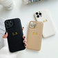 Customized Phone Case For iPhone 16 15 14 13 12 11 Pro Max Plus Personalized Name Initials Letters Luxury Leather DIY Cover 16 - Caseverse