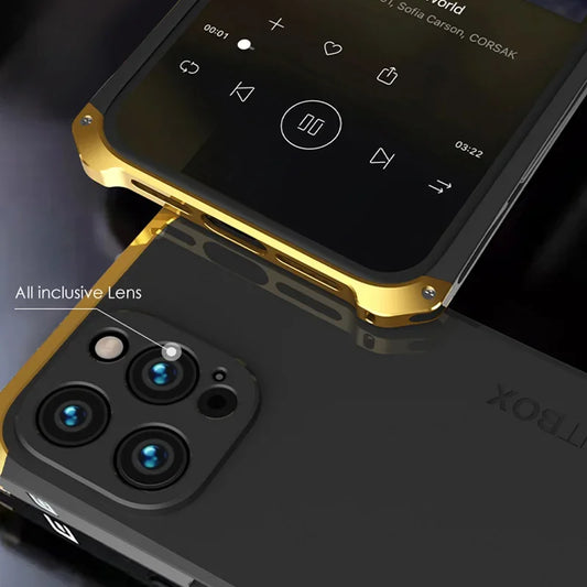 Metal Frame PC Phone Case for IPhone 13 12 14 15 Pro Max Aluminum Anti-collision Strip Silica Gel Back Cover for IPHON 15 Promax