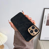 Leather Personalised Customized Name Case For Iphone 11 12 13 14 15 16 Pro Max Plating Frame Lambskin Initials Cover 16 11 15Pro - Caseverse