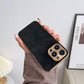 Leather Personalised Customized Name Case For Iphone 11 12 13 14 15 16 Pro Max Plating Frame Lambskin Initials Cover 16 11 15Pro - Caseverse