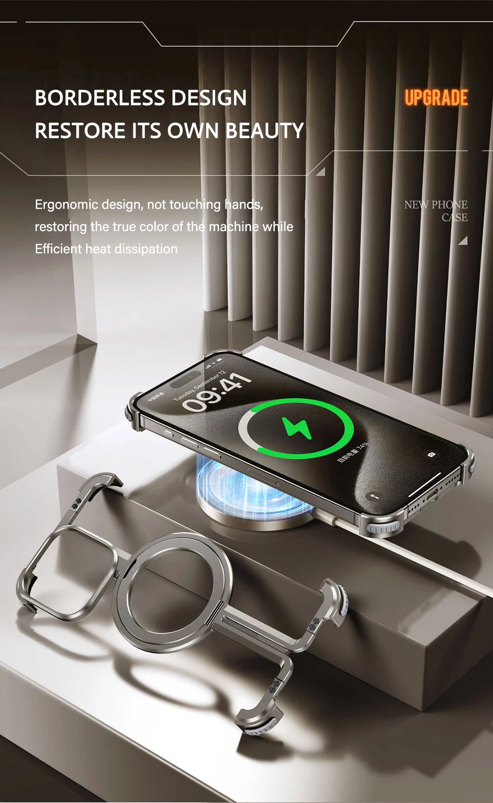 Luxury Magsafe Magnetic Metal Rimless Stand Phone Case For iPhone 16 15 14 13 Pro Max Plus Aluminum Alloy Shockproof Metal Cover