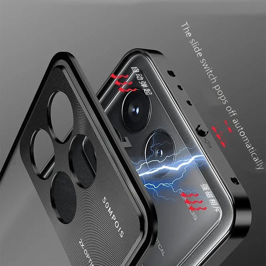 Metal Phone Case Spring Lock Buckle for XiaoMi 14 Ultra Civi 13T 15 Pro Poco X6 F5 F6 Pro Lens Protection Matte Back Cover Cases