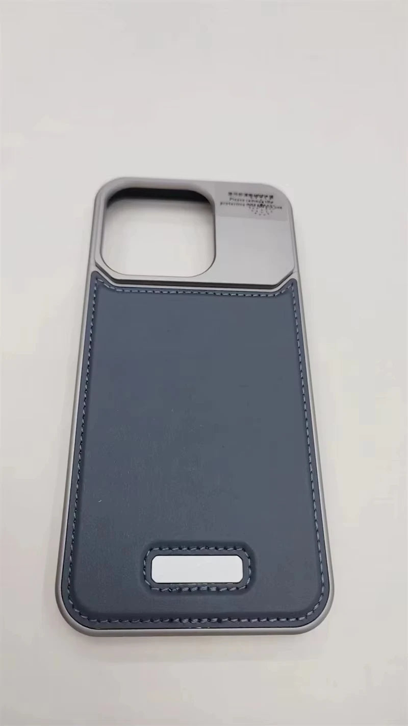Luxury Leather Metal Integrated Phone Case For IPhone 16 Pro 15 14 13 ProMax Push-Pull Installation With Aromatherapy Back Cover