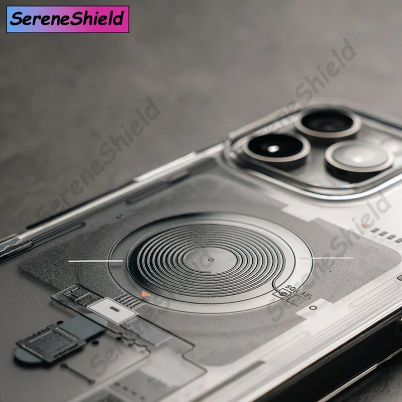 Latest Technology Phone Case for iPhone 16 Pro Max 15 Plus 14 Pro 13 Fine Hole Circuit Board Magnetic Anti-fall Phone Case