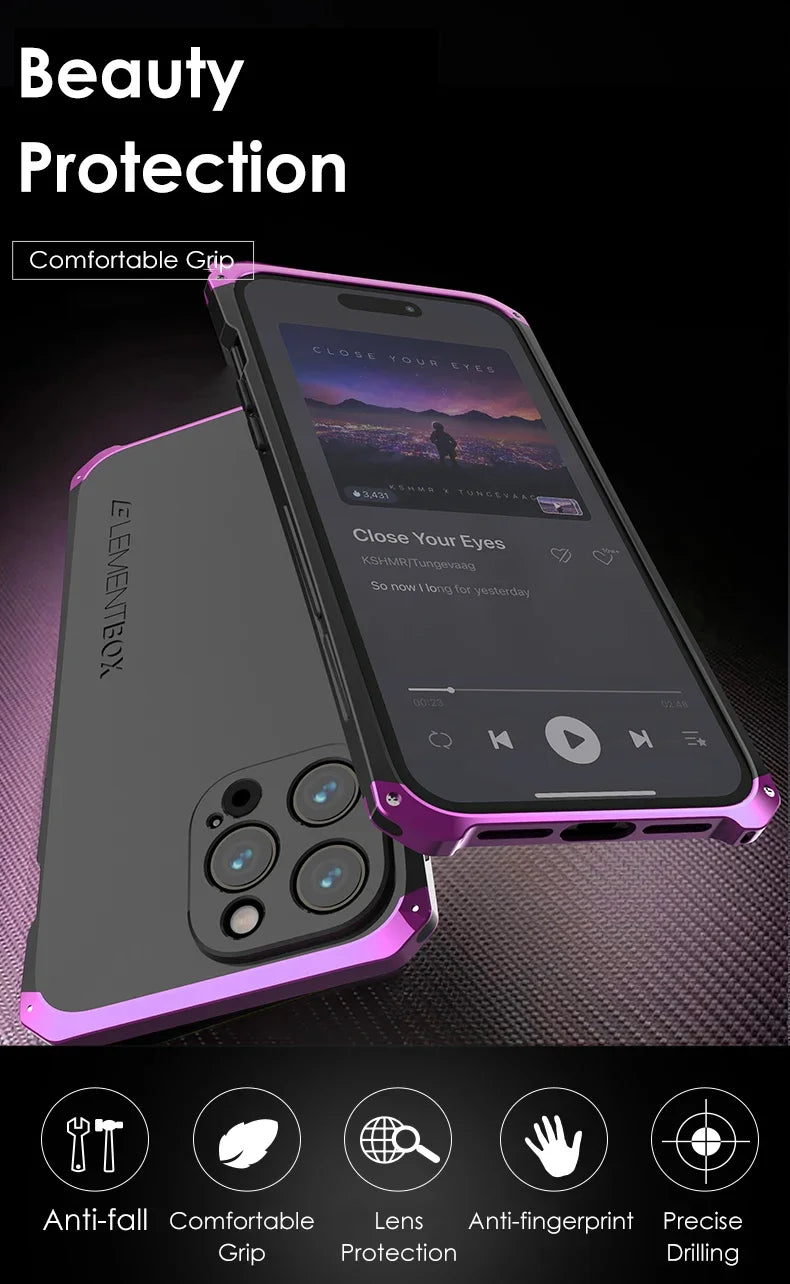 Metal Frame PC Phone Case for IPhone 13 12 14 15 Pro Max Aluminum Anti-collision Strip Silica Gel Back Cover for IPHON 15 Promax