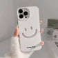 Cute Smiling Face White Phone Cases for iPhone 16 Pro Max Plus 15 14 13 12 11 Cool Minimalist Phone Covers - Caseverse