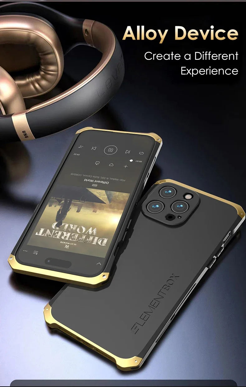 Metal Frame PC Phone Case for IPhone 13 12 14 15 Pro Max Aluminum Anti-collision Strip Silica Gel Back Cover for IPHON 15 Promax