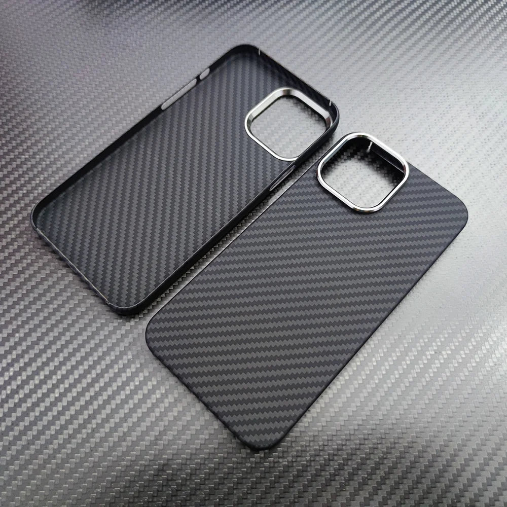 real carbon fiber phone case for iphone16 1514 13 12 pro max case metal ring aramid fiber phone cover for iphone 15/12/13 pro