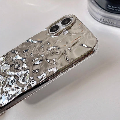 Stylish Metal Color Silver Meteorite Texture Case For iPhone 16 Pro Max 15 14 13 12 11 16 plus Soft TPU Anti-knock Cover