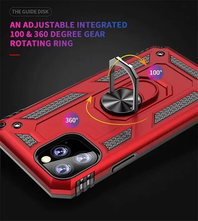 Armor Shockproof Case for iPhone 16 15 14 Plus 13 12 11 Pro Max Magentic Ring Finger Holder Military Grade Case for iPhone Cover - Caseverse