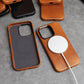 YMW Magnetic Genuine Leather Case for iPhone 16 Pro Max 15 14 Personality Cowhide Magnetic Phone Cover - Caseverse