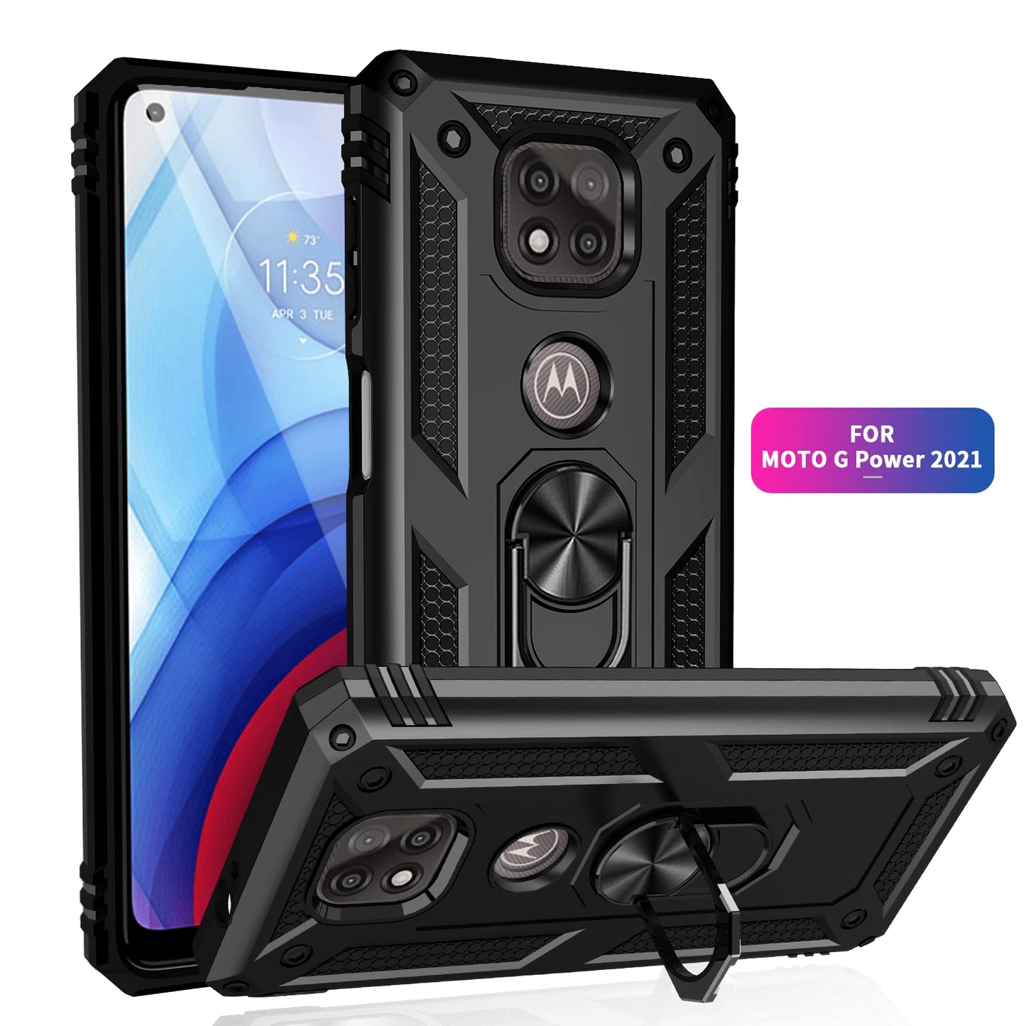 for Moto G Power Case for Phone Moto G Power 2021 Case Shockproof Armor Rugged Military Protective Car Holder Magnetic Cover