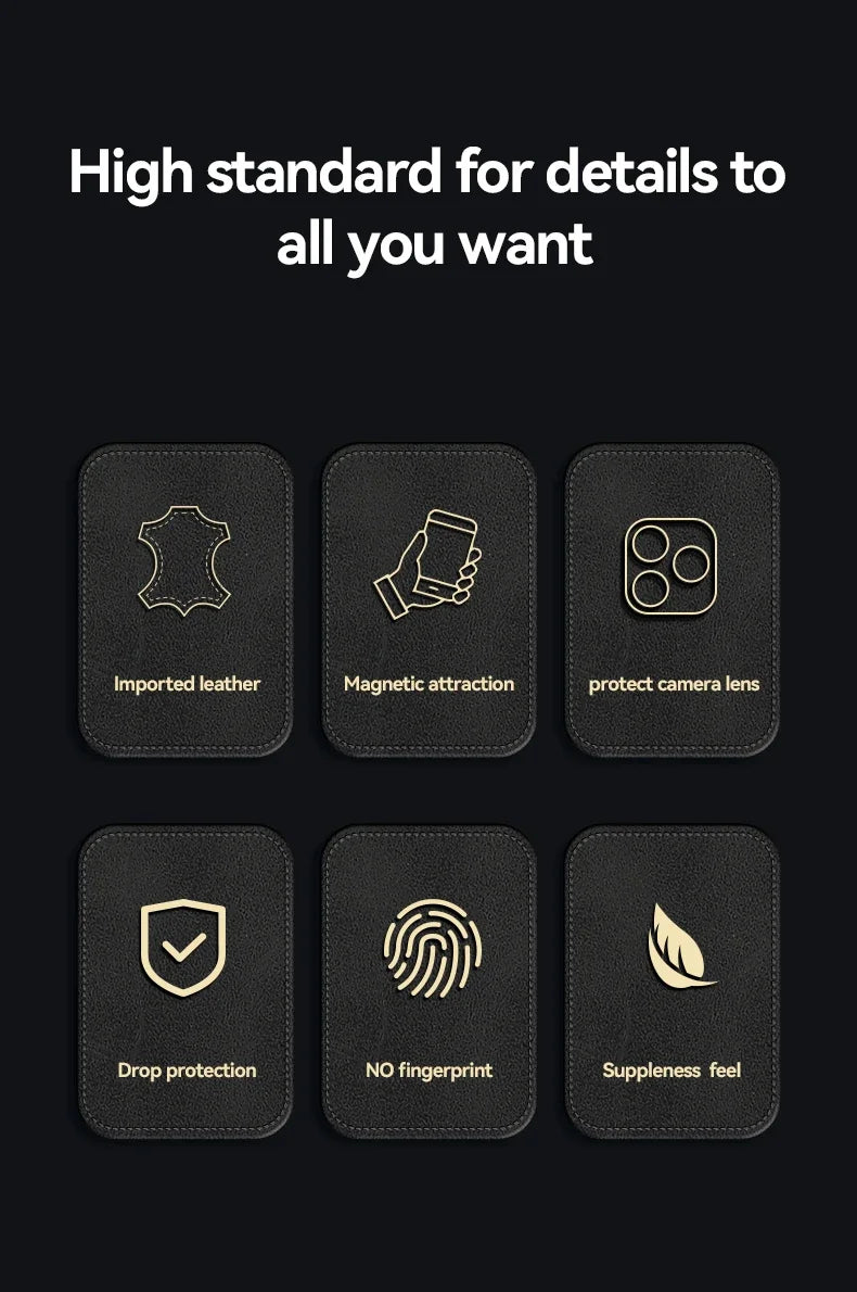 Luxury Leather Case For iPhone 17 16 16e 15 14 13 12 11 Pro Max Plus 12 13 Mini SE 8 7 Cover With Metal Plate Support Car Hold