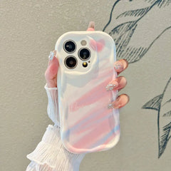 Gradient Love Heart Wavy Phone Case For IPhone 16 15 Pro Max 14 11 13 12 Mini XR 8 7 Plus X XS SE 2022 Clear Soft Silicone Cover