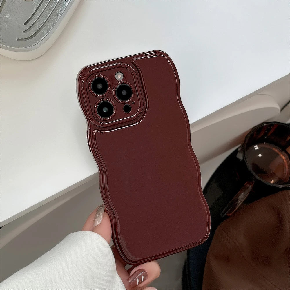New Men Women Wave Phone Case For iPhone 12 13 14 15 16 Pro Max Shockproof Dissipate Heat Silicone Soft Cases Protective Shell - Caseverse