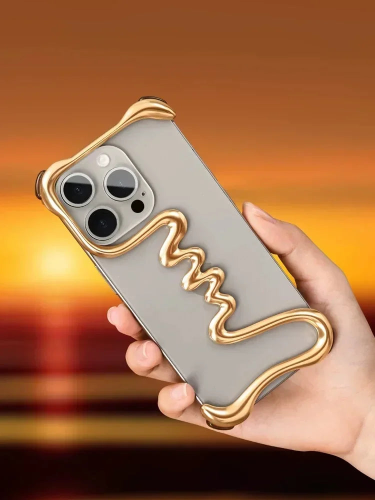 iPhone Phone Case Metal 3D Hollow Case For iPhone16 ProMax 14 15 Pro 16Plus  Aluminum Alloy Track Shell Air Bag Shockproof Cover