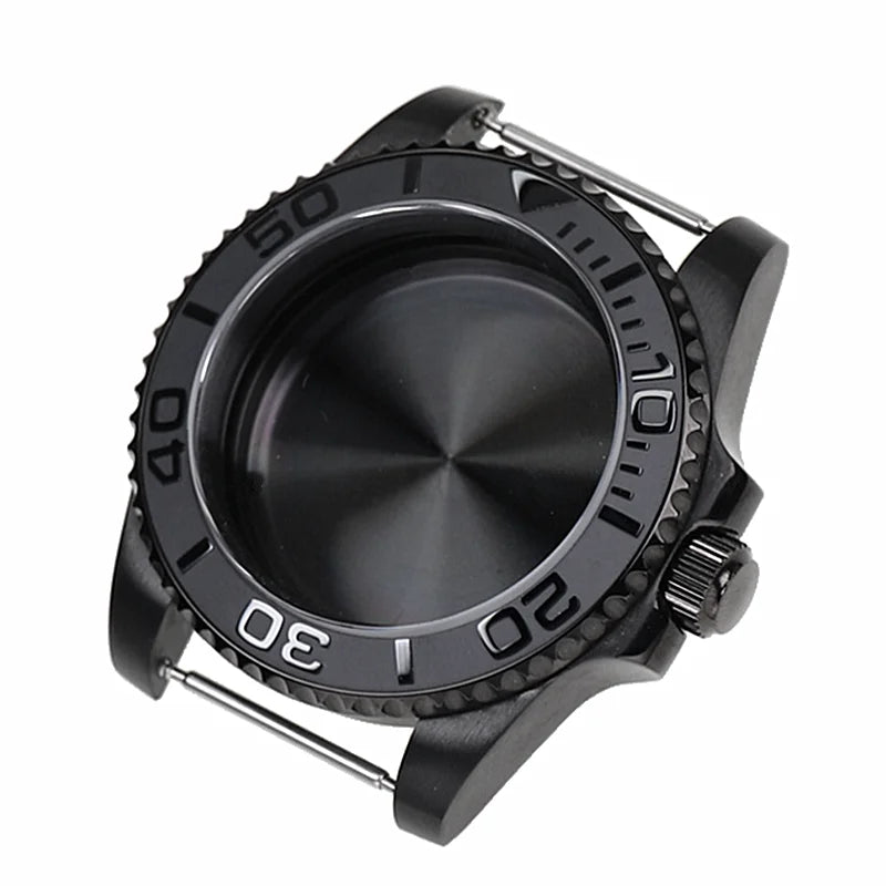 Black Yacht Design Style watch Case with Sapphire Crystal Water Resistant for NH35 Nh36 Automatic Mechanical Movement Watch Case