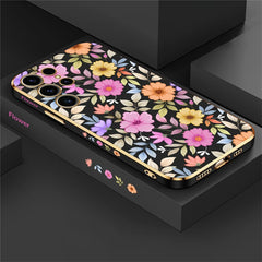 S24 Plus Luxury Plating Phone Case For Samsung Galaxy S24 Ultra S24 5G A25 A24 A15 Shockproof Flowers Pattern Back Cover Coque