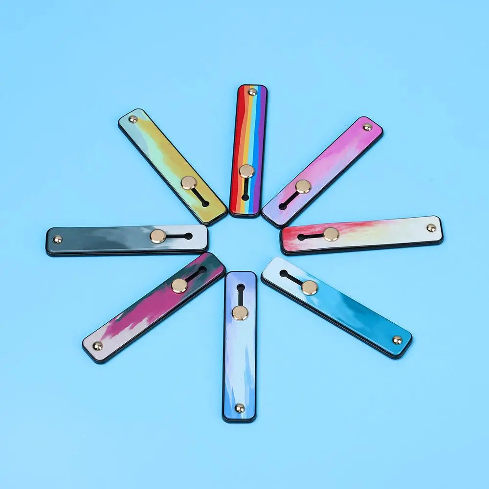 Push Pull Rainbow Phone Grip Silicone Phone Stand Finger Ring Holder Finger Strap Bracket Portable Telescopic Wrist Band - Caseverse