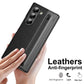 For Galaxy Fold6 S Pen Leather Phone Case Hinge Protection & Built-in Screen Protector Leather Phone Cover for Fold5 Fold4 Black - Caseverse