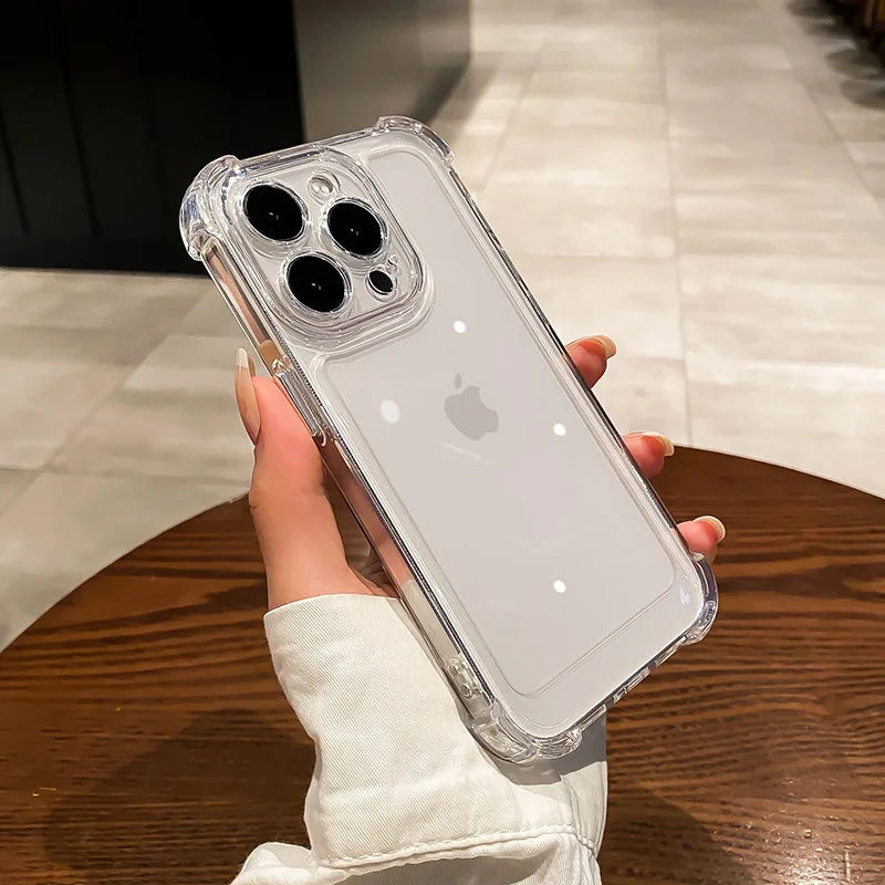 Luxury Transparent Silicone Phone Case For iPhone 16 15 14 13 12 11 Pro Max 16E XR X XS 7 8 14 15 Plus SE2 Shockproof Soft Cover - Caseverse