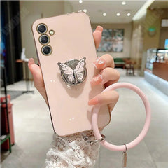 Butterfly Ring Holder Strap Case For Samsung Galaxy A05 A05S A14 A54 A04 A34 A24 M14 4G 5G Stand Cover