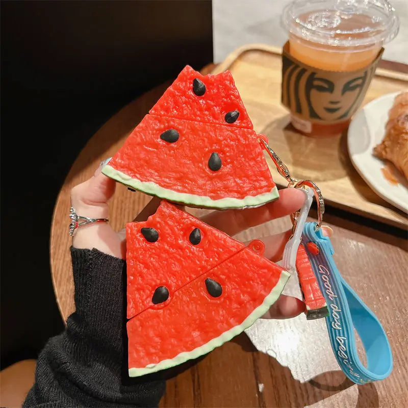 For Airpods 4 Simulation Fruit 3D Watermelon Cute Earpods Case for Airpods 1 2 3 Pro 2 Wireless Earphone Cover Charging Box