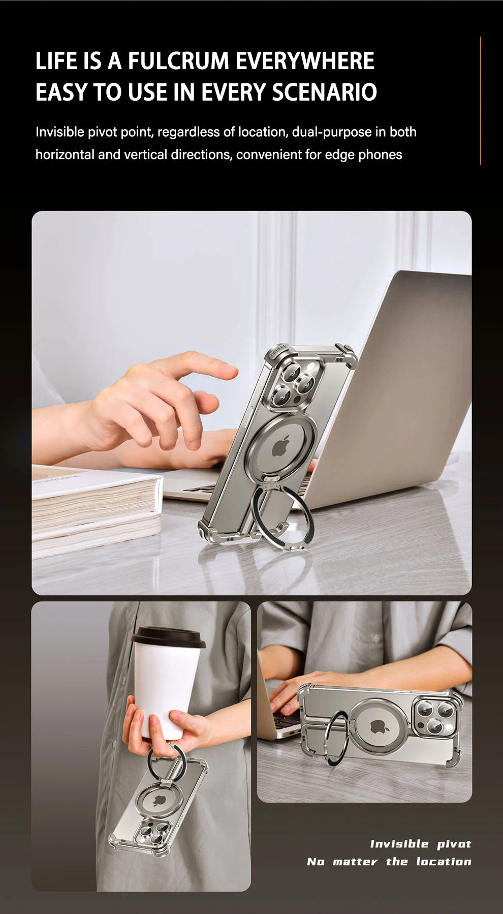Luxury Magsafe Magnetic Metal Rimless Stand Phone Case For iPhone 16 15 14 13 Pro Max Plus Aluminum Alloy Shockproof Metal Cover