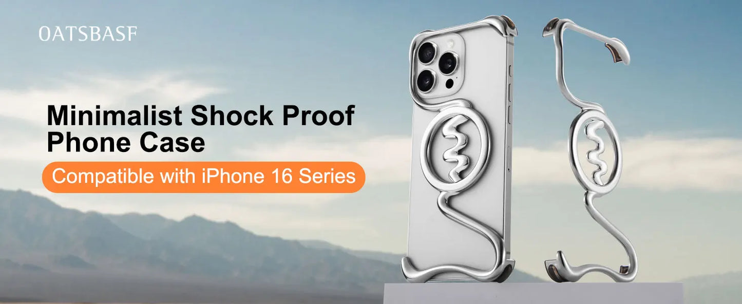 Eary Minimalist Phone Case for iPhone 16 Pro Max with Magsafe Metal Frameless Bumper Military Grade Shockproof Protector Cover