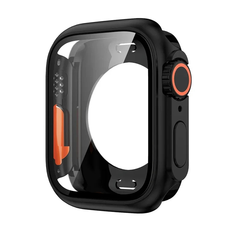 Case for Apple Watch Cover 44mm 45mm 40 41mm Appearance Change To Ultra Tempered Glass Screen Protector Cover iWatch 9 8 7 6 se