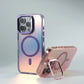 Metal Lens Kickstand Laser MagSafe Phone Case For iPhone 16 16pro max 14 15 Pro 13 12 Magnetic Wireless Charging Hard PC Cover