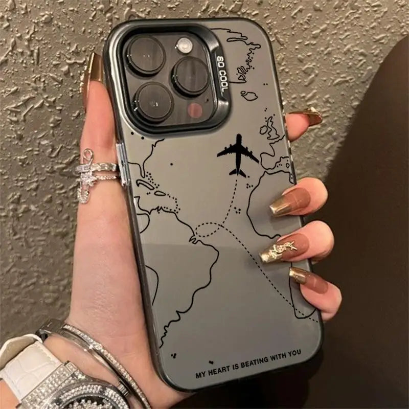 Travel-Inspired Airplane Phone Cover for iPhone 16 15 Pro Max 11 12 13 Mini 14 XS XR 7 8 Plus Shockproof Screen Protector Casing - Caseverse