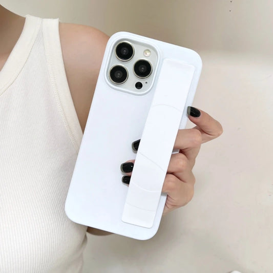 Luxury Solid Stretch Silicone Wrist Strap Case For iphone 11 12 13 14 15 Pro Max Plus UltraThin Matte Shockproof Hard Back Cover