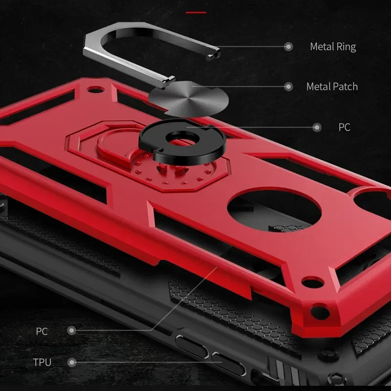 Armor Shockproof Kickstand Phone Case For iPhone 16 15 Pro Max 16 15 Plus Military Grade Anti-drop Protection Finger Ring Cover - Caseverse