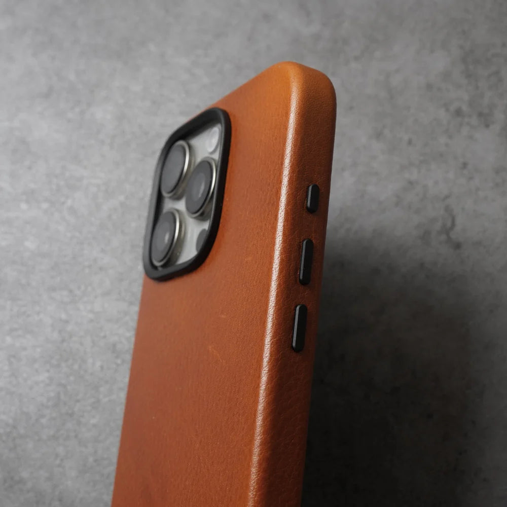 YMW Magnetic Genuine Leather Case for iPhone 16 Pro Max 15 14 Personality Cowhide Magnetic Phone Cover - Caseverse