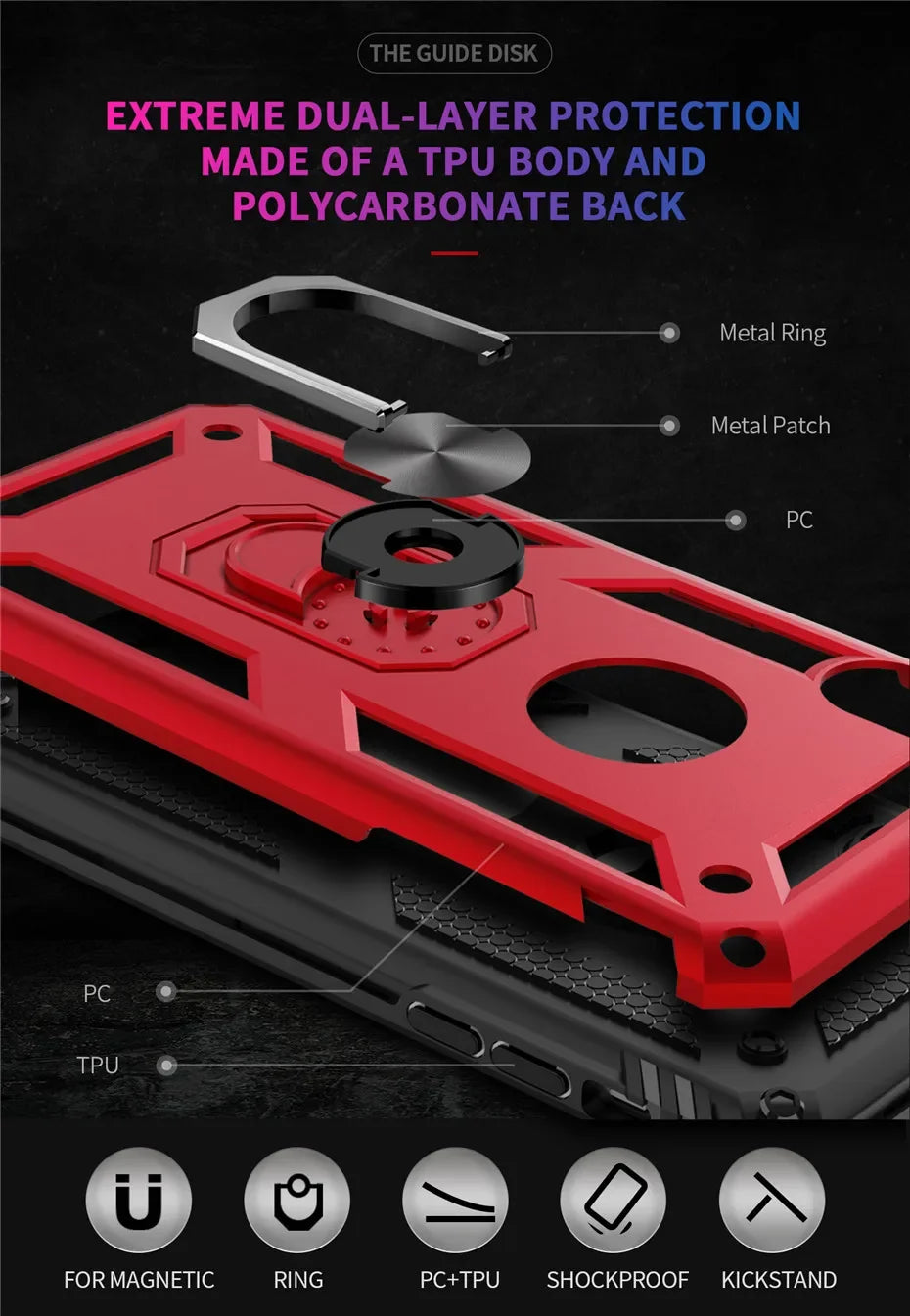 Armor Shockproof Kickstand Phone Case For iPhone 16 15 Pro Max 16 15 Plus Military Grade Anti-drop Protection Finger Ring Cover - Caseverse