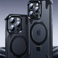 Aluminum Alloy Magnetic Stand Rimless Phone Case For iPhone 13 14 15 Pro Max 15Plus Metal Lens Shell  Frosted Matte Back Cover - Caseverse