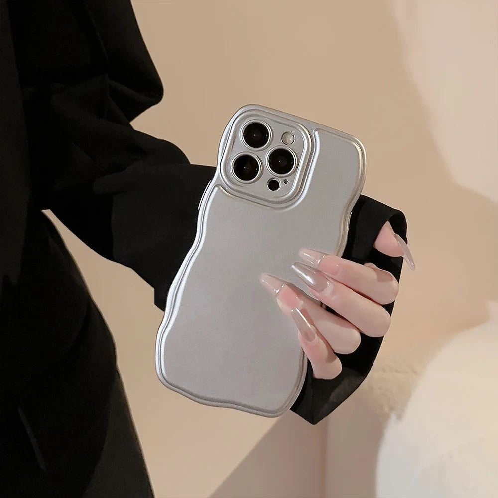 New Men Women Wave Phone Case For iPhone 12 13 14 15 16 Pro Max Shockproof Dissipate Heat Silicone Soft Cases Protective Shell - Caseverse