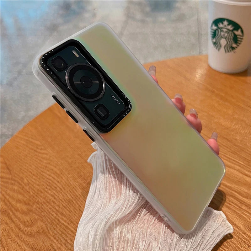 Luxury For Magsafe Magnetic Wireless Charging Case ForHuawei P50 P40 P60 Pro Clear grdient Protector Cover On Huawei P60 Pro - Caseverse